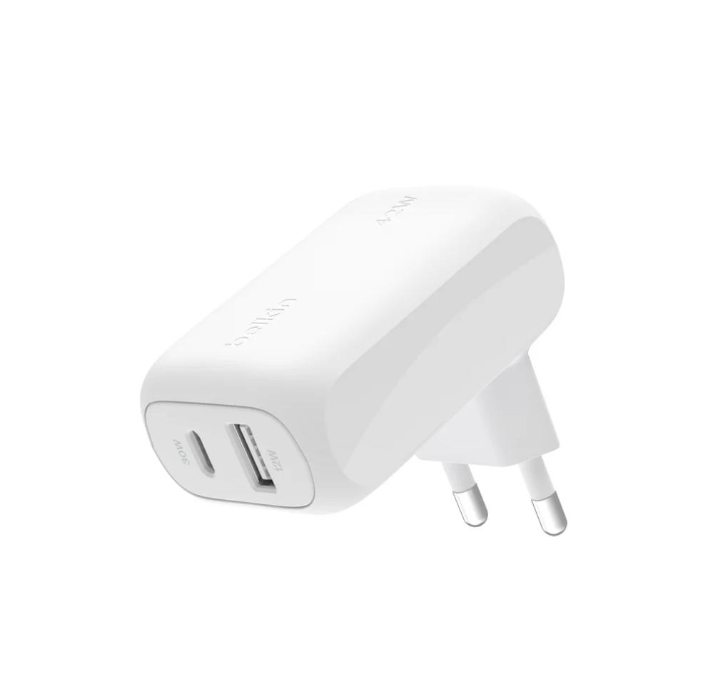 หัวชาร์จเร็ว Belkin รุ่น WCB009thWH 2 ช่อง USB-C 30W + USB-A 12W สีขาว_0